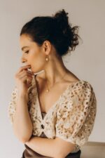 Pozłacany komplet LISTKI LIPY - wiszące kolczyki i naszyjnik - obrazek 2