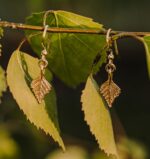 Pozłacane kolczyki wiszące LISTKI BRZOZY - obrazek 6