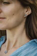 Srebrny komplet listki KLONU JAWORA - kolczyki sztyfty i naszyjnik - obrazek 8