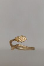 Pozłacany pierścionek gałązka DĘBU - obrazek 9