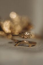 Pozłacany pierścionek gałązka DĘBU - obrazek 8