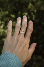 Pozłacany pierścionek gałązka DĘBU - obrazek 6