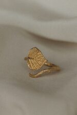 Pozłacany pierścionek gałązka LIPY - obrazek 3